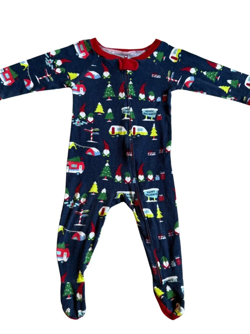 WonderShop 6-9M Holiday Gnome Camper Footed Sleeper Pajamas